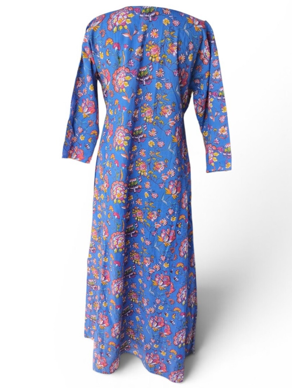 Ro's Garden Blair Blue Floral Button-Front Midi Dress M - Picture 9 of 9
